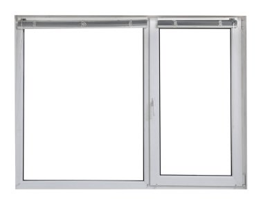 Beyaz arkaplanda modern kapalı plastik pencere