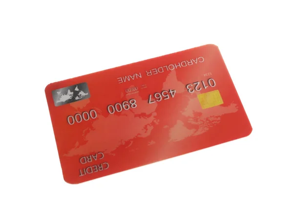 Carta Credito Plastica Rossa Isolata Bianco — Foto Stock