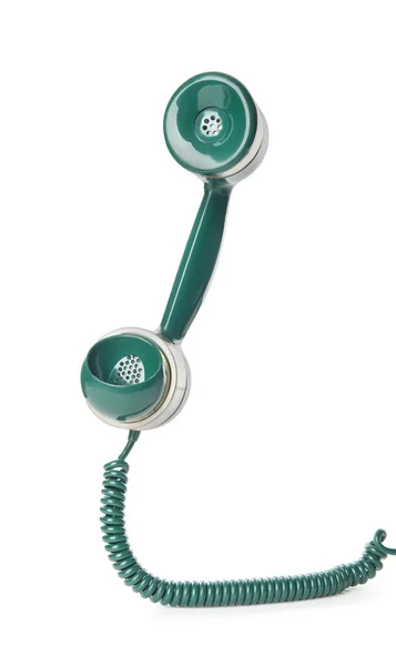 Handset Van Vintage Groene Telefoon Geïsoleerd Wit — Stockfoto