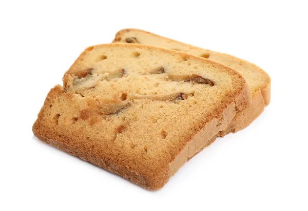 Кусочки Вкусного Грушевого Хлеба Изолированы Белом Домашний Торт — стоковое фото
