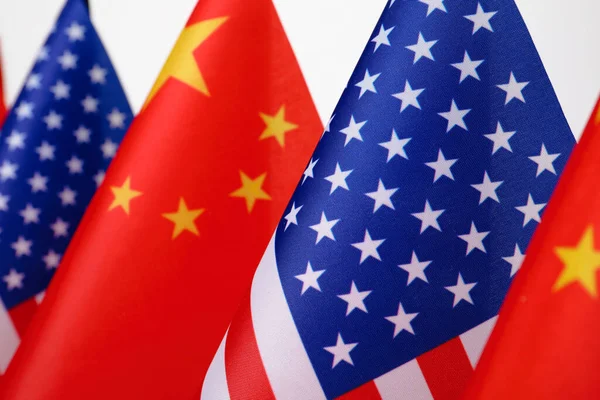 Drapeaux Des États Unis Chine Gros Plan Relations Internationales — Photo