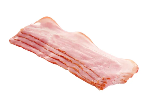 Fatias Bacon Cru Fresco Fundo Branco — Fotografia de Stock