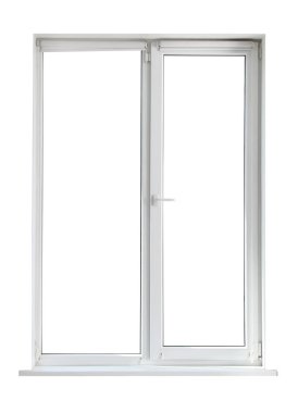 Beyaz arkaplanda modern kapalı plastik pencere