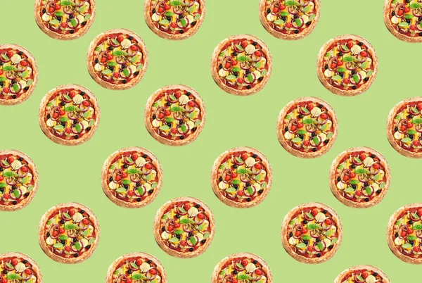 Pizza pattern design on pale green background