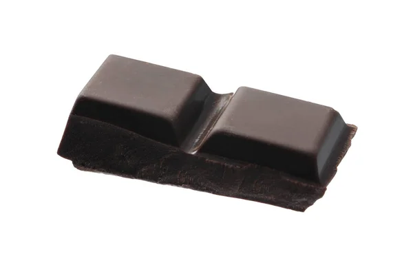 Lezzetli Bir Parça Siyah Çikolata Beyaza Izole Edilmiş — Stok fotoğraf