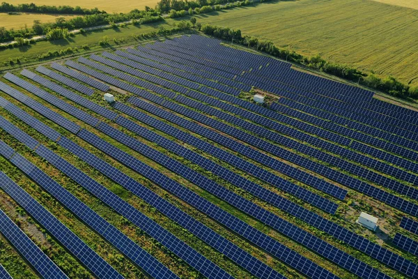 Sonnenkollektoren Freien Installiert Luftaufnahme Alternative Energiequelle — Stockfoto