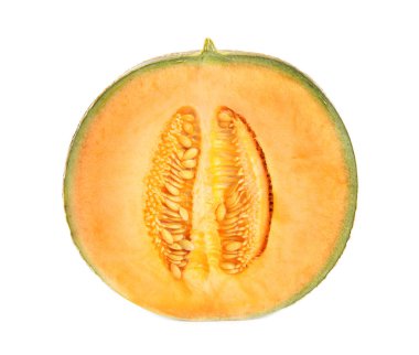 Lezzetli taze kavun beyaza izole edilmiş.