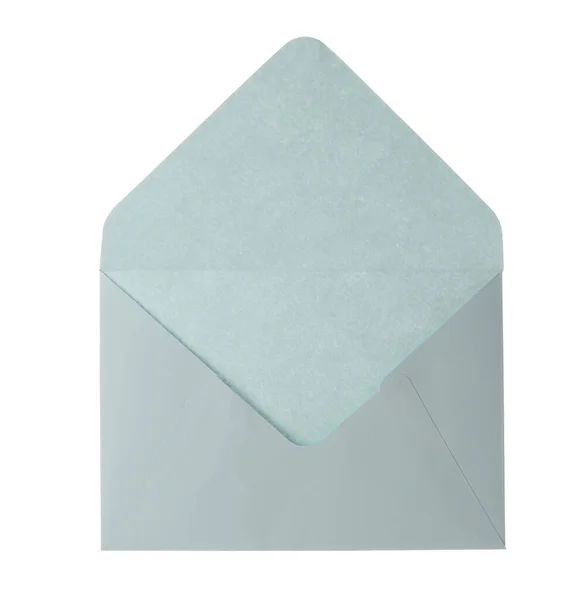 Envelope Papel Cinza Claro Isolado Branco Serviço Correio — Fotografia de Stock