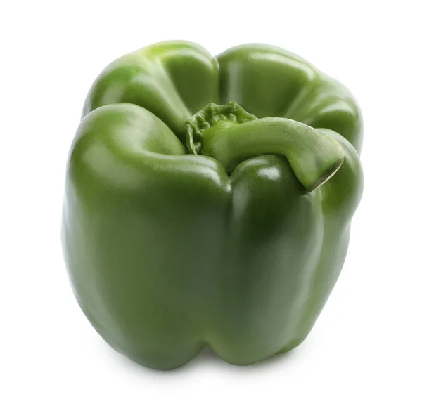 Verse Rijpe Groene Paprika Geïsoleerd Wit — Stockfoto