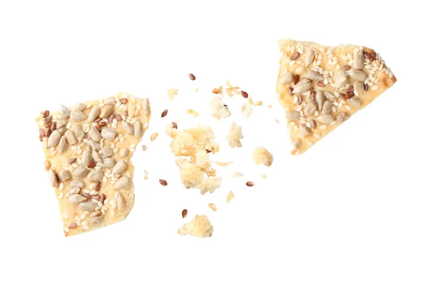 Crushed Cracker Und Krümel Auf Weißem Hintergrund — Stockfoto