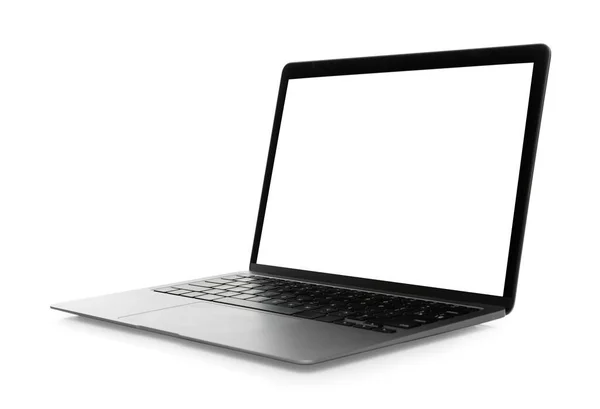 Laptop Con Schermo Bianco Isolato Bianco Mockup Design — Foto Stock