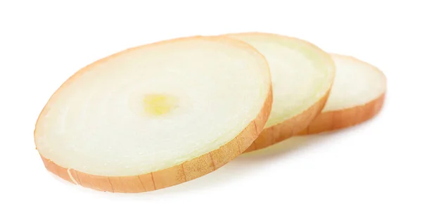 Slices Raw Yellow Onion White Background — Stock Photo, Image