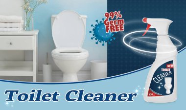Tuvalet temizleyicisi ve parlak lekesiz kase, reklam tasarımı  
