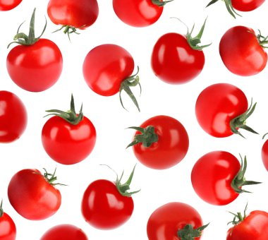 Beyaz arka planda taze domatesler. Desen tasarımı 