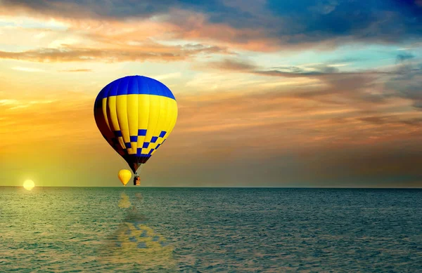 Fantastic Dreams Hot Air Balloons Sunset Sky Clouds Sea Stock Photo
