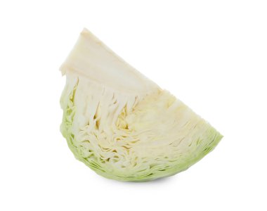 Beyaz arka planda taze olgun lahana kes