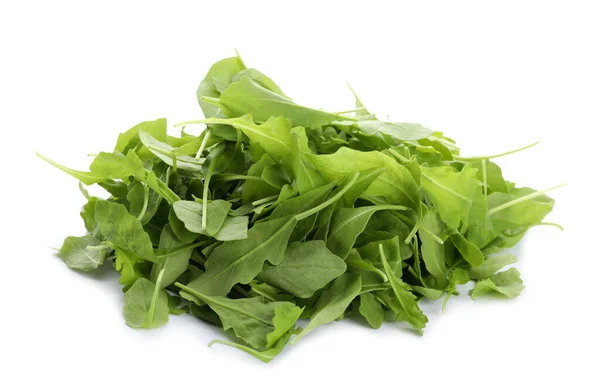 Fresh Green Arugula Leaves White Background — Stock Photo, Image