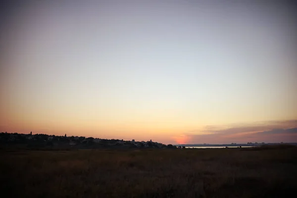 Hermosa Vista Del Campo Amanecer Paisaje Temprano — Foto de Stock