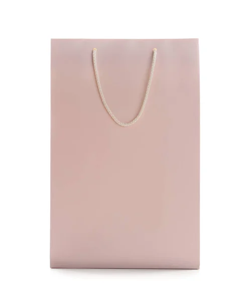 粉红纸购物袋 白色隔离 — 图库照片