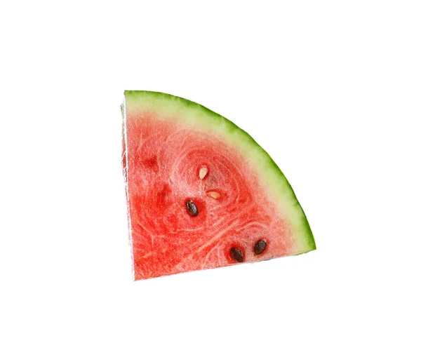Snijd Heerlijke Rijpe Watermeloen Geïsoleerd Wit — Stockfoto