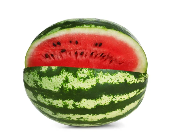Köstliche Reife Geschnittene Wassermelone Isoliert Auf Weiß — Stockfoto