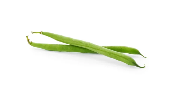 Вкусные Свежие Зеленые Бобы Белом Фоне — стоковое фото