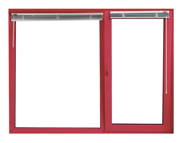 Fenêtre Moderne Plastique Avec Cadre Rouge Sur Fond Blanc — Photo