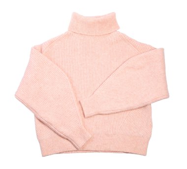 Pembe balıkçı yaka kazak, beyaz, üst manzara