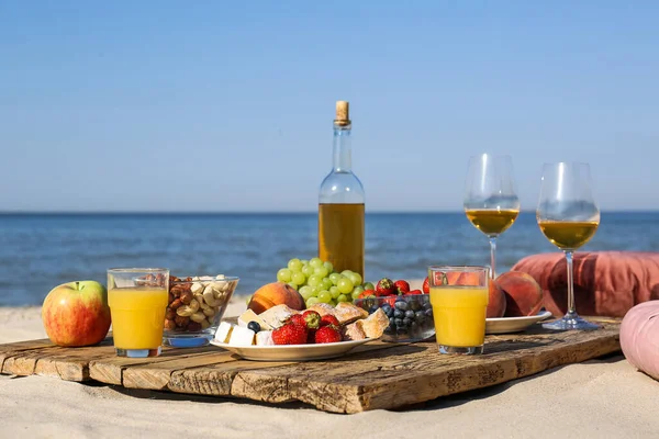 Comida Bebidas Playa Picnic Verano — Foto de Stock