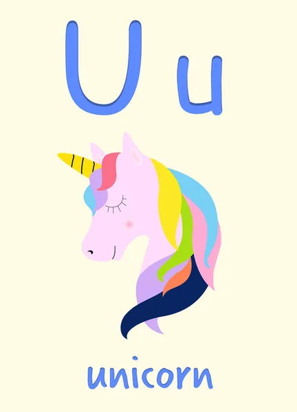 Learning English Alphabet Card Letter Unicorn Illustration — Stock Photo, Image