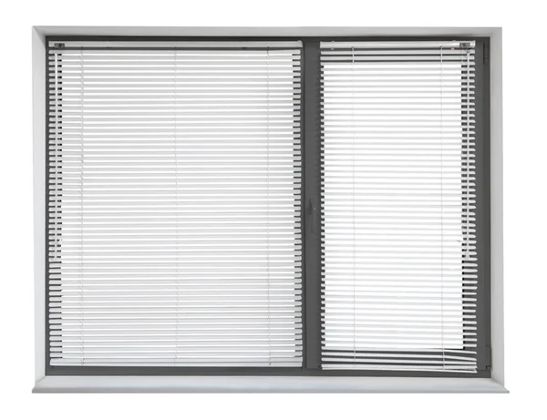 Fenêtre Moderne Plastique Avec Cadre Gris Foncé Sur Fond Blanc — Photo