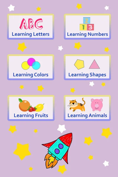 Образовательное Приложение Детей Яркая Иллюстрация Меню — стоковое фото