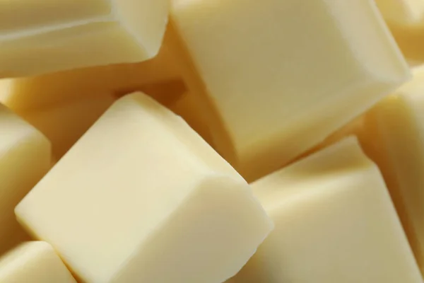 Kousky Lahodné Bílé Čokolády Jako Pozadí Detailní Záběr — Stock fotografie