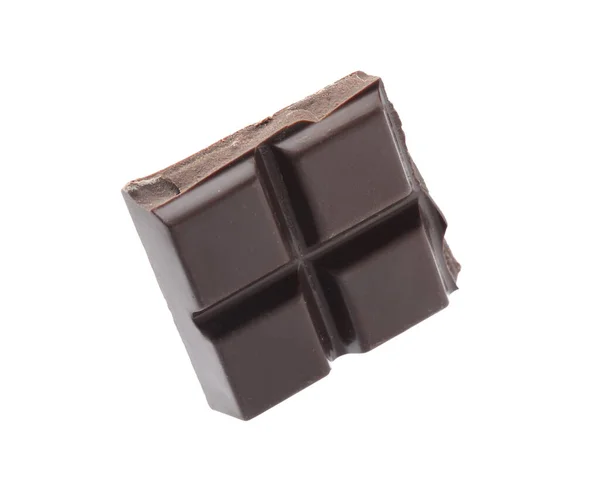 Pedazo Delicioso Chocolate Negro Aislado Blanco — Foto de Stock