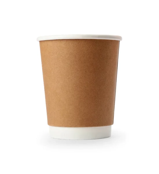 Beyaza Izole Edilmiş Paket Kâğıt Kahve Fincanı — Stok fotoğraf