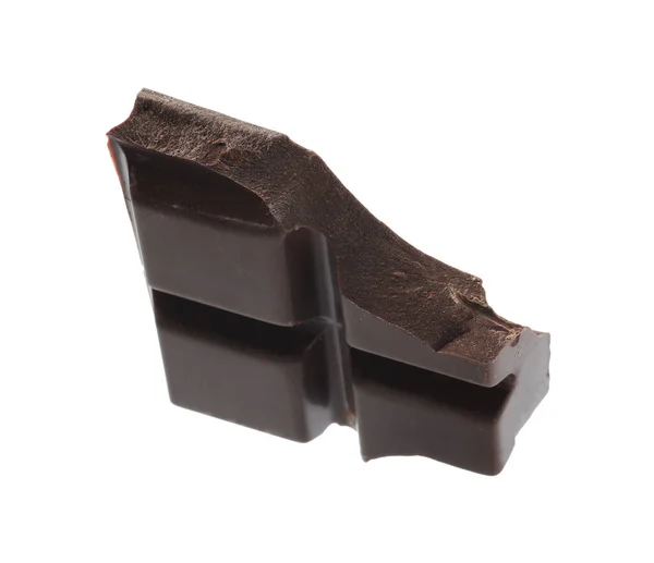 Pièce Délicieux Chocolat Noir Isolé Sur Blanc — Photo