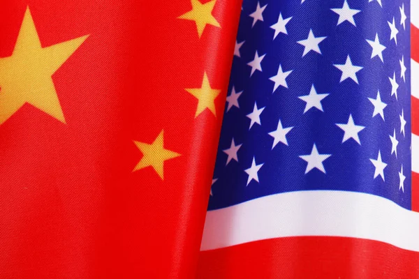 Usa China Flags Background Top View International Relations — Stock Photo, Image