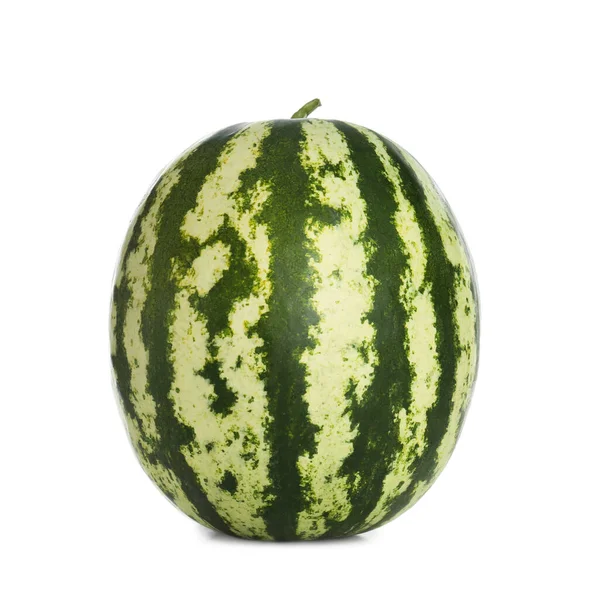 Delicious Ripe Whole Watermelon Isolated White — Stock Photo, Image