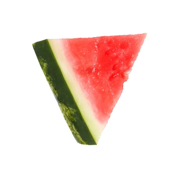 Slice Delicious Ripe Watermelon Isolated White — Stock Photo, Image