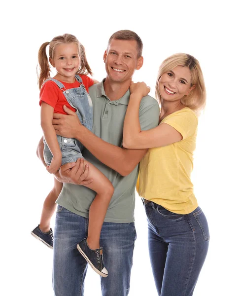有白人背景的女儿的幸福家庭 — 图库照片