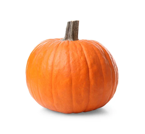 Rijp Oranje Pompoen Geïsoleerd Wit Halloween Decor — Stockfoto