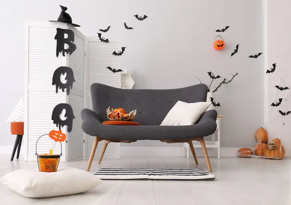 Intérieur Élégant Avec Décor Halloween Créatif — Photo