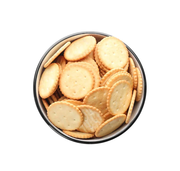 Deliciosos Biscoitos Tigela Isolada Branco Vista Superior — Fotografia de Stock