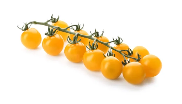 Rama Tomates Cherry Amarillos Sobre Fondo Blanco — Foto de Stock