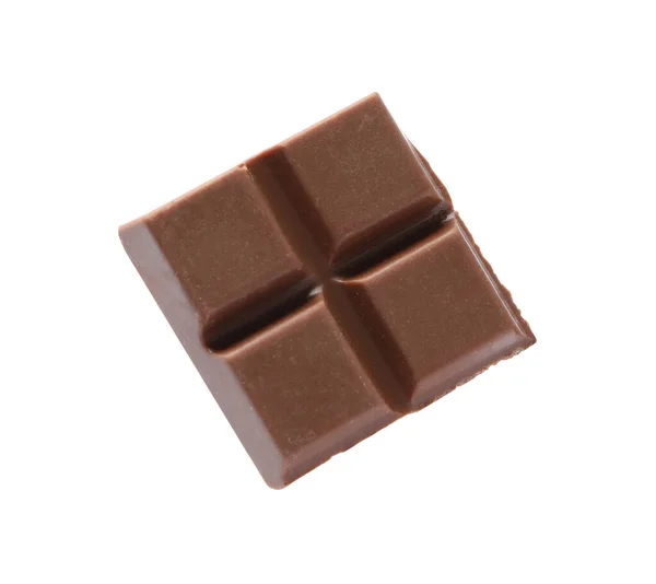 Pedaço Chocolate Com Leite Delicioso Isolado Branco — Fotografia de Stock