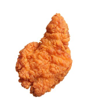 Lezzetli kızarmış tavuk parçası beyazda izole edilmiş.