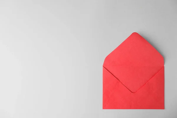 Red Paper Envelope Light Background Top View Space Text — Stock Photo, Image