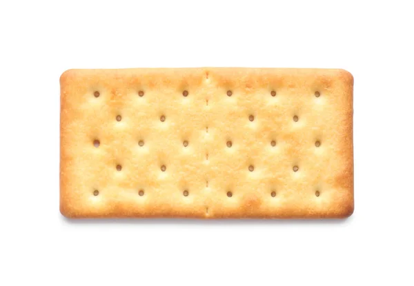 Delicioso Cracker Crocante Isolado Branco Vista Superior — Fotografia de Stock