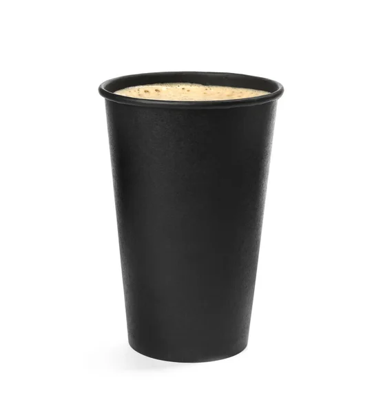 Heißer Kaffee Pappbecher Zum Mitnehmen Isoliert Auf Weiß — Stockfoto