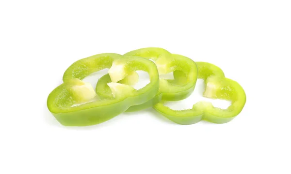 Slices Ripe Green Bell Pepper Isolated White — Stock Photo, Image